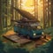 4x4 Camper Van in a Dense Forest