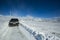 4x4 car in ice road in La Cerdanya, Pyrenees, Spain