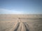 4x4 expedition in the desert with Namibian dunes in horizon