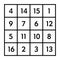 4x4 magic square with sum 34 of planet Jupiter