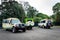 4x4 safari jeeps parked at parking lot in Mount Kenya.