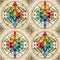 4x4 tile ornamental floral pattern mosaic stained glass window