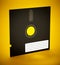 5.25 inch floppy disk isolated on yellow background. 3D illustration