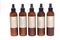 5 Blank label brown cosmetic mist spray bottles on white background