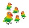 5 cute full color bird cartoon illustration