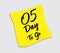 5 day to go sign label vector illustration on yellow papaer sticker, post it note, web icon vector, graphic element design, tag