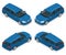 5-door Hatchback car isolated. Vector isometric icons set. Template on white background. The ability to easily change