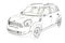 5 Door hatchback Mini Cooper Sketch. 3D Illustration.