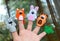 5 finger puppets. wolf, fox, rabbit, bear, frog