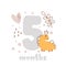 5 five months anniversary card. Baby shower print with cute animal dino and flowers capturing all special moments. Baby