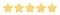 5 gold stars for product review, 3d yellow or golden ranking symbols in row for feedback