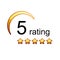 5 golden rating stars icon