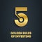 5 Golden Rules of Investing. Cover for the video to be placed on the video hosting or Image for design of the post in social