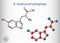 5-Hydroxytryptophan, 5-HTP, hydroxytryptophan, oxitriptan molecule. It is naturally occurring amino acid, tryptophan