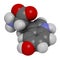 5-Hydroxytryptophan amino acid molecule. 3D rendering. Atoms are represented as spheres with conventional color coding: hydrogen