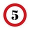 5 kmph or mph speed limit sign icon. Road side speed indicator safety element