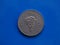 5 liras coin, Italy over blue