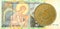5 macedonian denar coin against 50 macedonian denar bank note
