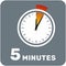 5 minutes, analog clock, isolated timer icon. Vector illustration, EPS