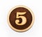 5, Number in wood - Ground organic coffee. Top view