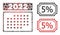 5 percent Grunge Seals with Notches and 2022 Month Calendar Mosaic of Coronavirus Items