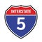 5 route sign icon. Vector road 5 highway interstate american freeway symbol