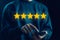 5-star rate review of client, best feedback customer. satisfaction survey concept in service of the user on a website digital