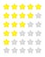 5 star rating icon. Customer review or feedback. Five rating stars on white background. 5 row. Gold yellow star ranking.