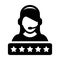 5 Star rating icon vector female support customer care service person profile avatar with a headphone for online assistant