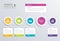 5 step circle timeline infographic options template with paper s