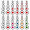 5 step progress, level indicator set. Red and multicolor version