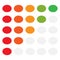 5-step simple progress, level indicator with color code. Progression, steps, phases concept graphics