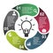5 steps vector element in five colors with labels, infographic diagram. Business concept of 5 steps or options with bulb