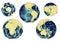 5 views of Earth\'s relief precisely represented by using ETOPO1 model