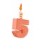 5 years birthday. Number with festive candle for holiday cake. f