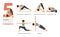 5 Yoga poses or asana posture for workout in side body strength concept. Women exercising for body stretching.