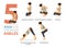 5 Yoga poses or asana posture for workout in Stronger Ankles concept. Women exercising for body stretching.