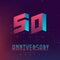 50 Anniversary night party - Electronic music fest and electro space poster. Abstract gradients music background. Club party