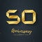 50 Anniversary night party - fest poster. Abstract background. Invitation flyer with gold number Fifty