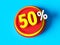50% discount - 3d rendered concept banner design. Sale abstract creative layout. Bitmap raster digital illustration poster.
