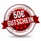 50 Euro Coupon Button - Online Badge Marketing Banner with Ribbon. German-Translation: 50 Euro Gutschein