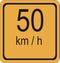 50 km/hr speed limit sign