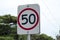 50 KMH speed limit sign