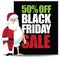 50% off Black Friday sale with half dressed santa