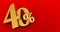 50% off. Fifty-fifty. Gold fifty percent. gold fifty percent on red background.