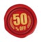 50% off icon illustration  for ecommerce site etc.  sealing wax motif