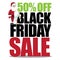 50 percent off black friday with half dressed small santa