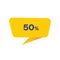 50 Percent - Yellow Speech Bubble. Button, Sign, Label, Icon, Tag, Badge.