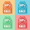 50 percentages sale, four colors web icons