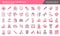 50 pink color Medical and healthcare icon set, Simple symbol collection, mask,protection,doctor,nurse,emergency and hospital